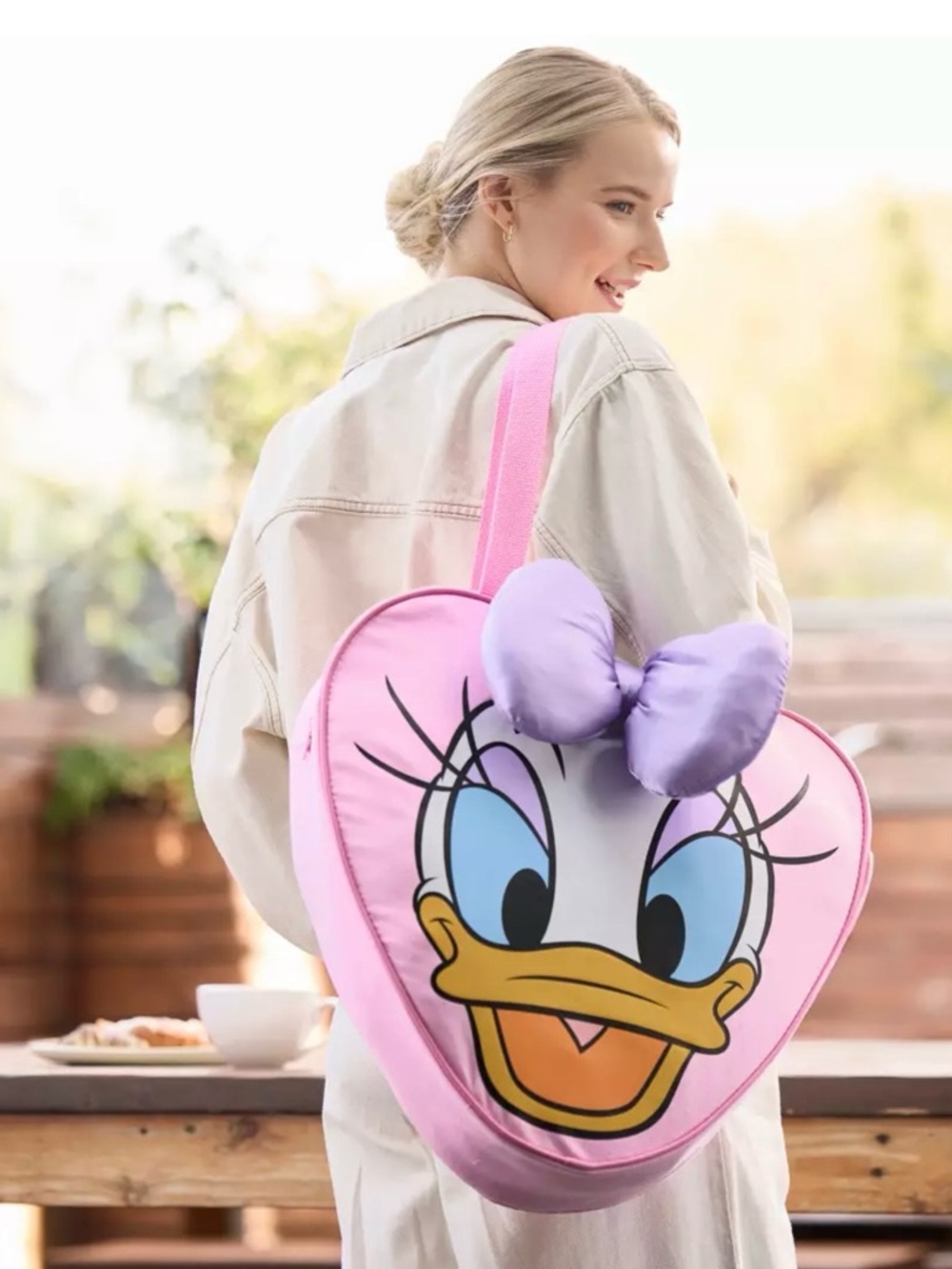Disney Pink and Lavender Daisy Duck Heart Crossbody Bag